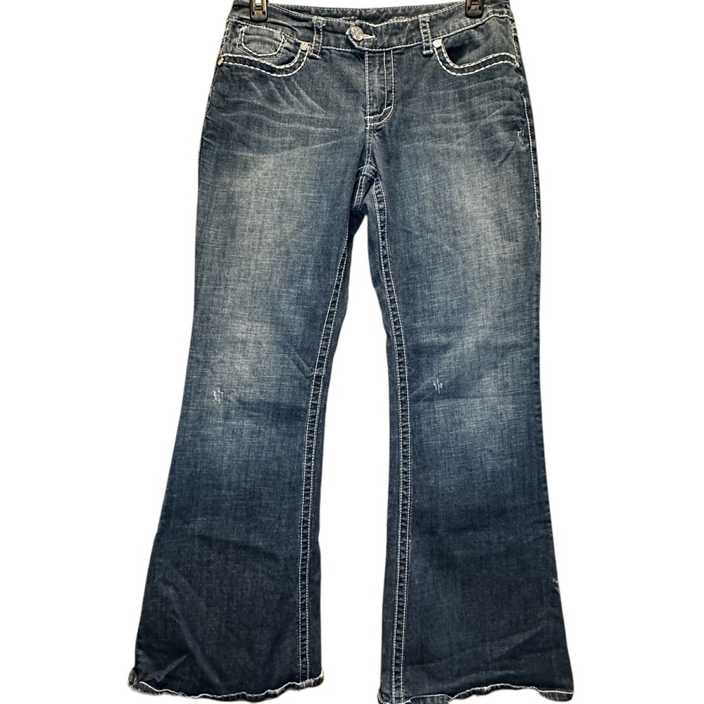 Seven7 Women's Flare Jeans - Dark Blue